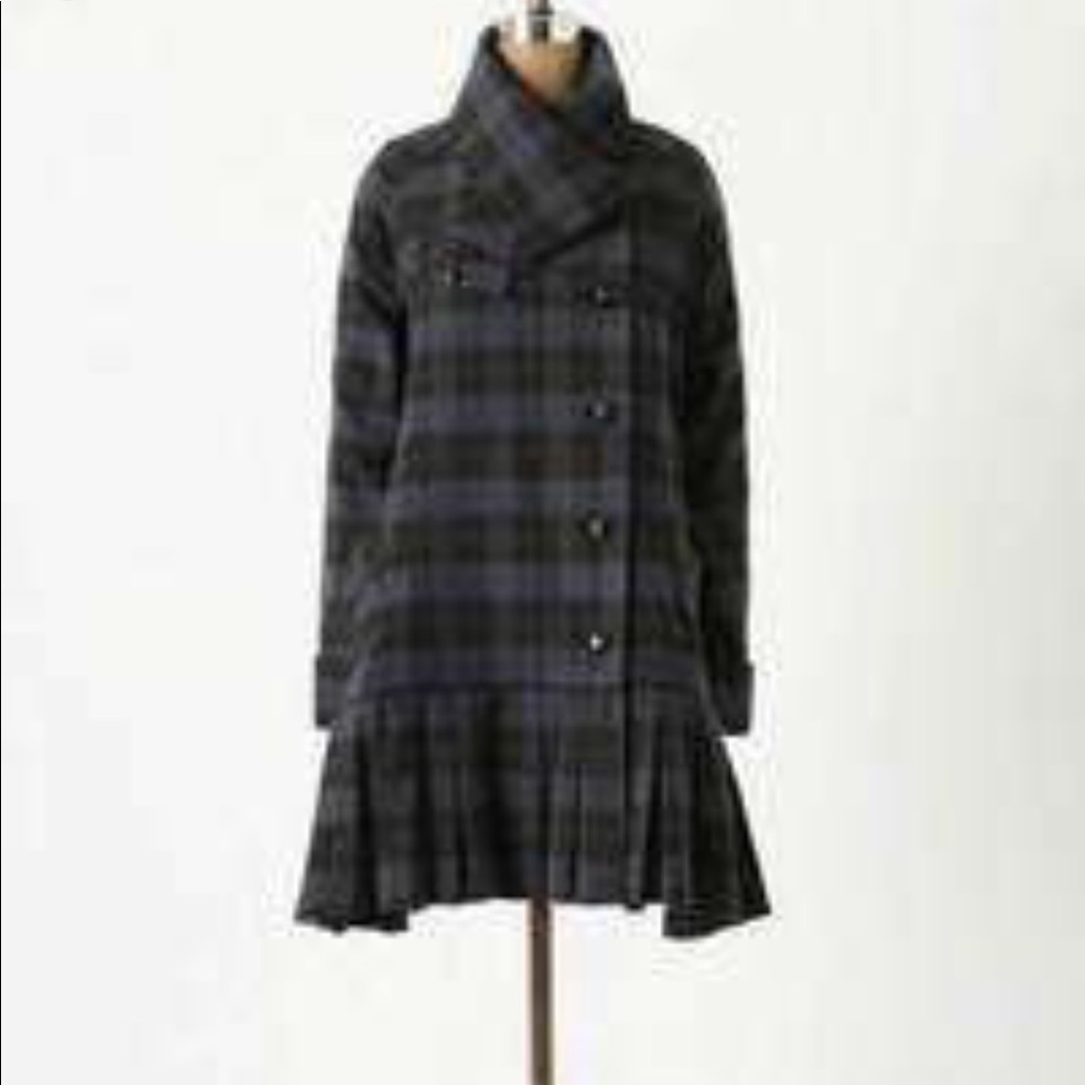 Anthropologie Elevenses Tartan Swing Coat